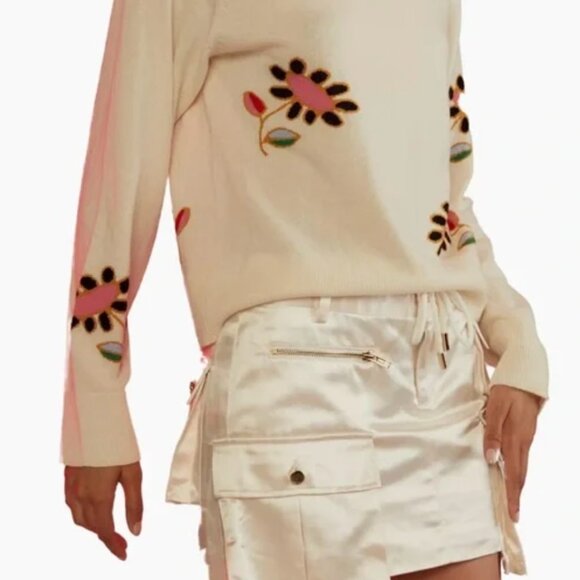 Cynthia Rowley Silk Mini Skirt With Puffed Cargo Patch Pockets - Picture 6 of 7